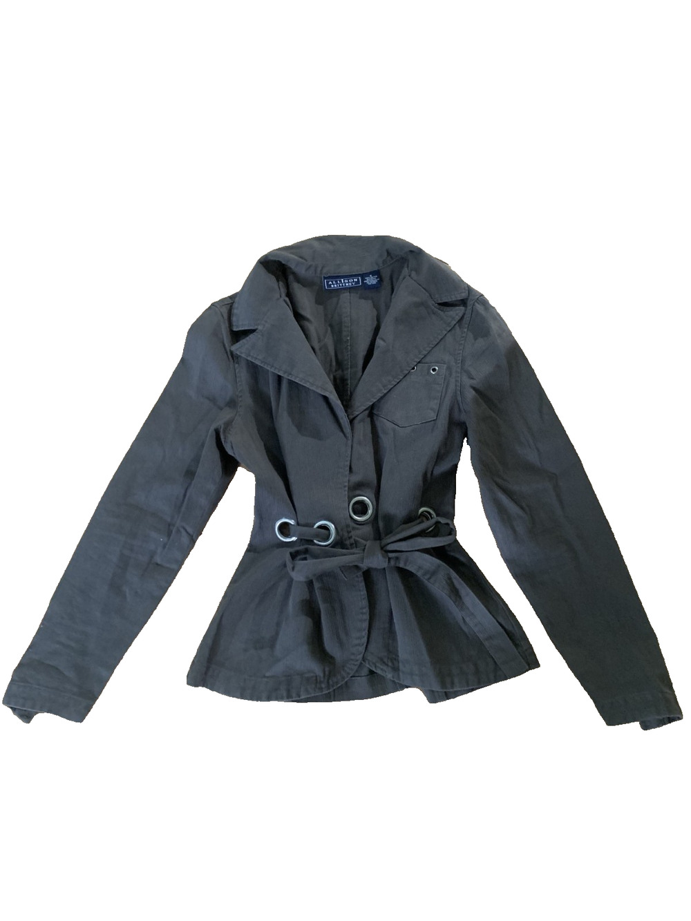 ALLISON BRITTNEY WOMEN'S ARMY GREEN BELTED GROMIT JACKET SIZE 6-EUC